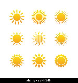Sun icons vector symbol set Stock Vector