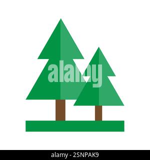 Pine tree icon. Evergreen forest shape. Simple green silhouette. Vector nature symbol. Stock Vector