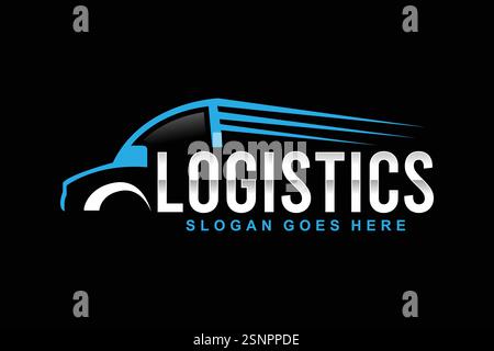 Business logo logistic truck design trailer transport, express cargo delivery company template idea Stock Vector