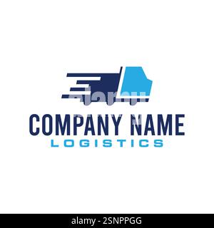 Business logo logistic truck design trailer transport, express cargo delivery company template idea Stock Vector