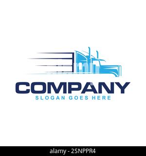 Business logo logistic truck design trailer transport, express cargo delivery company template idea Stock Vector