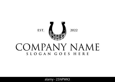 Horse shoes logo icon design template flat vector Stock Vector
