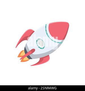 A rocket is a vehicle or machine designed to move in outer space or the earth's atmosphere by burning fuel to produce thrust that can overcome earth's Stock Vector