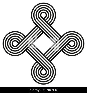 Abstract knot symbol. Geometric loop pattern. Black symmetrical shape. Vector illustration. Stock Vector