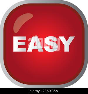 Red easy internet button on white background. Stock Vector