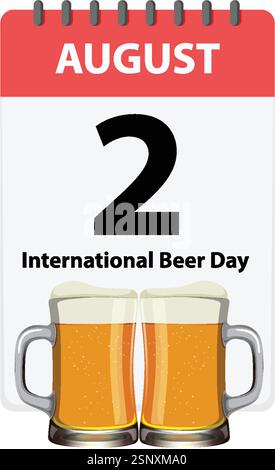 Calendar page with beer mugs clinking together Stock Vector