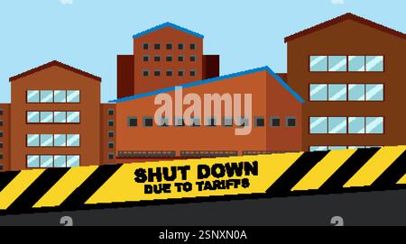 Illustration of factory closure from tariff impact Stock Vector Image ...