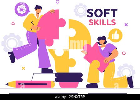 Vector Illustration of Office Workers Demonstrating Soft Skills such as ...