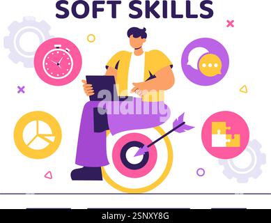 Vector Illustration of Office Workers Demonstrating Soft Skills of ...