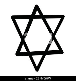 Hand Drawn Six-Pointed Star of David Icon Jewish Symbol Stock Vector