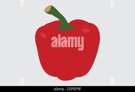 Red capsicum Vector Art Illustration Isolated on white background Stock Vector