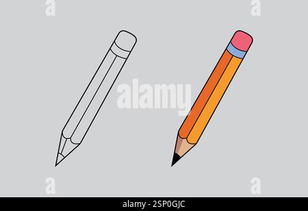 Pencil Vector Art Illustration Isolated on white background Stock Vector