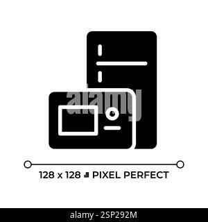 Upgraded appliance pixel perfect black glyph icon Stock Vector