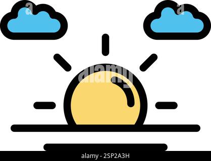 Sun Set Vector Icon Design Illustration Stock Vector