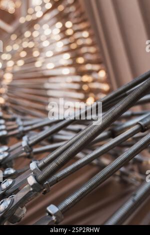 Threaded Rod And Loop Cable Management Intricate design showcasing cables, threaded rods, and lanyards in a ...