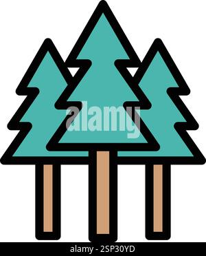 Colorful vector illustration of woodland forest landscape with trees ...