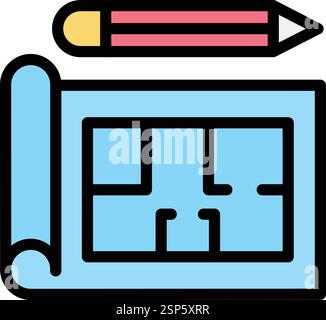 Blueprint Vector Icon Design Illustration Stock Vector