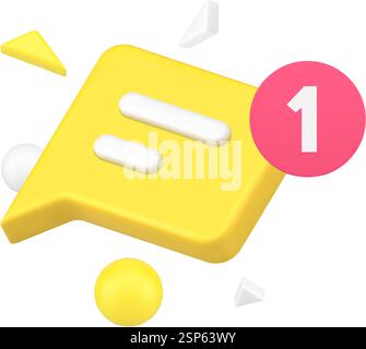 New comment incoming chat message social network communication 3d icon realistic vector illustration. Live post story discussion followers internet no Stock Vector