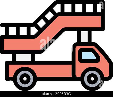 Ladder truck Vector Icon Design Illustration Stock Vector