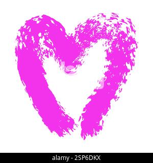 Valentine's Day heart made with a dry, rough-textured brush. Pink, uneven strokes resemble a coarse, bristly brush. Expressive card or banner design. Stock Vector