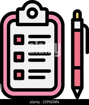 Contract writing icon. Outline contract writing vector icon color flat ...