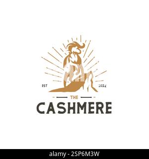 The Cashmere goat logo, Vector illustration templates, Goat logo vintage design Stock Vector