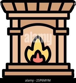 Fireplace Vector Icon Design Illustration Stock Vector