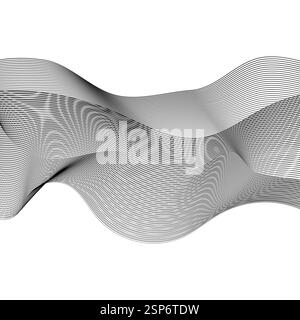 Wavy line art varying line thickness sound waves in space Stock Vector