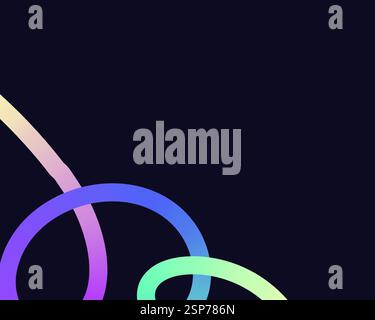 bright, neon squiggle shapes with smooth curves and loops. vivid colors transition through seamless gradients, blending hues like pink, blue, green, a Stock Vector