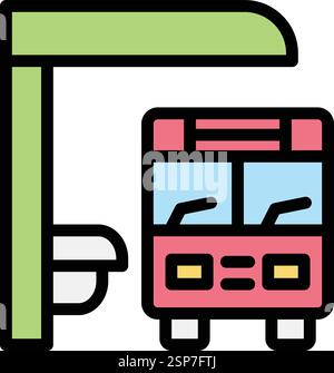 Bus stop Vector Icon Design Illustration Stock Vector