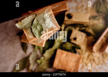 A stack of handade soap bars Stock Photo