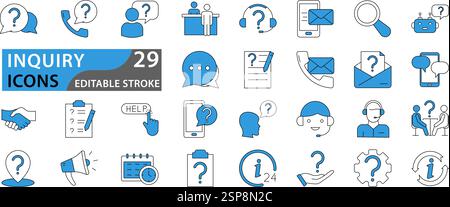icon set about inquiry in vector. inquiry icon set. set icons about inquiry.  vector illustration. Stock Vector