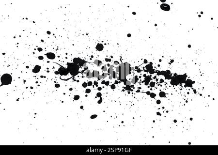 Ink blots. Splashes of black paint. Black and white background in grunge style. Monochrome texture Stock Photo