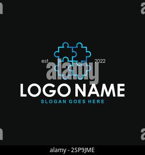 Puzzle Set Logo Vector Template Stock Vector