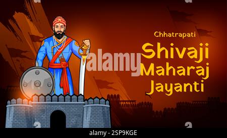 illustration of emperor Shivaji, the great warrior of Maratha from