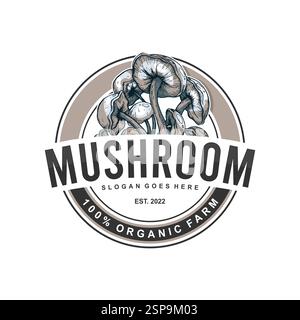 Design a mushroom farm vector logo Stock Vector