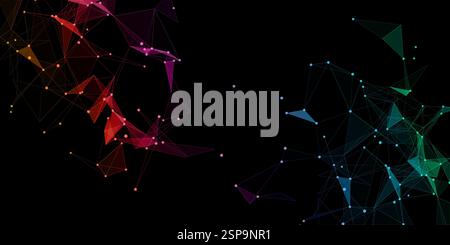 Multi coloured abstract banner with a low poly plexus design Stock Vector