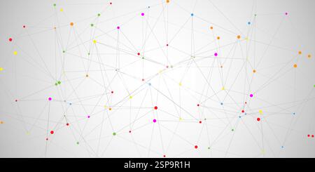 Abstract low poly plexus design banner with multi coloured dots Stock Vector
