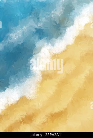 Abstract hand painted beach themed sand and sea background design Stock Vector