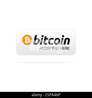 Bitcoin icon banner with text "bitcoin accepted here". Vector illustration in flat design Stock Vector