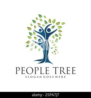 Teamwork people tree logo vector Stock Vector