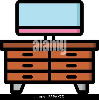 Tv Table Vector Icon Design Illustration Stock Vector