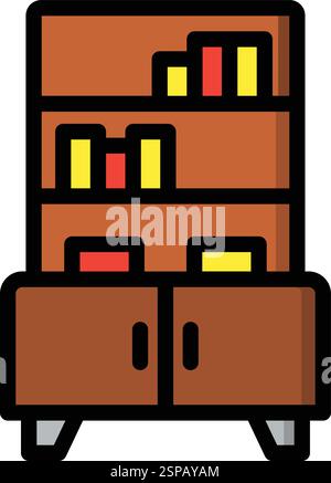 Bookshelf Vector Icon Design Illustration Stock Vector