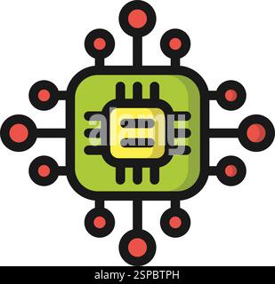 Microprocessor Vector Icon Design Illustration Stock Vector