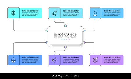 Infographic template with icons and 6 options or steps. Can be used for workflow layout, diagram, banner, webdesign. Vector illustration Stock Vector