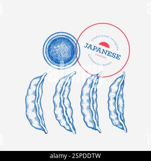 Japanese Cuisine Illustration. Gyoza Hand Drawn Vector Illustrations. Retro Dumpling Asian Food Isolated Image. Stock Vector