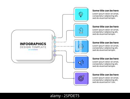 Infographic template with icons and 5 options or steps. Can be used for workflow layout, diagram, banner, webdesign. Vector illustration Stock Vector