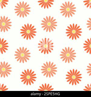 Seamless pattern with calendula flowers, scattered over beige background, floral pattern for textiles. Vector illustration Stock Vector
