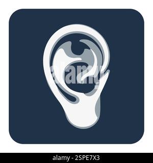 Ear Icon Simple and Stylish Vector for World Hearing Day in Rounded Cornered Square EPS10 Stock Vector