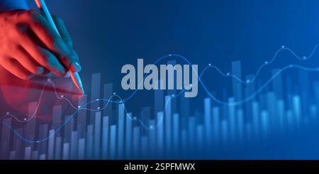 Data Visualization in Financial Analytics with Trend Analysis. Stock Photo